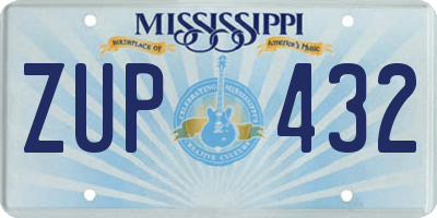 MS license plate ZUP432