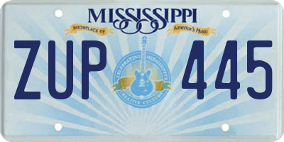 MS license plate ZUP445