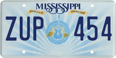 MS license plate ZUP454