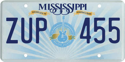 MS license plate ZUP455