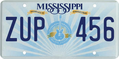MS license plate ZUP456