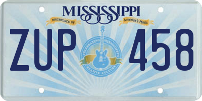 MS license plate ZUP458