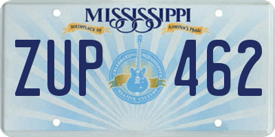 MS license plate ZUP462