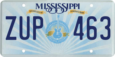MS license plate ZUP463