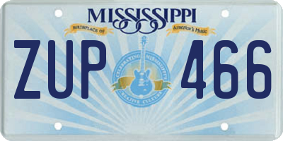 MS license plate ZUP466