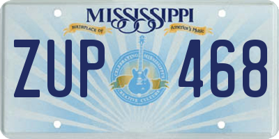 MS license plate ZUP468
