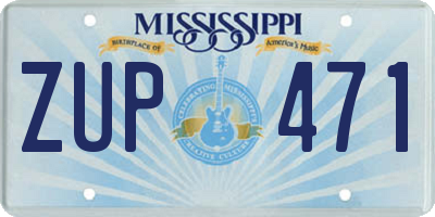 MS license plate ZUP471