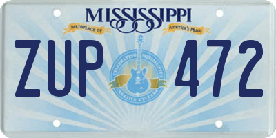 MS license plate ZUP472