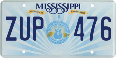 MS license plate ZUP476