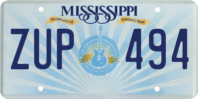 MS license plate ZUP494