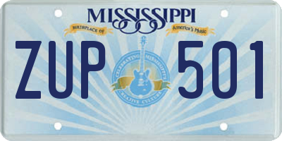 MS license plate ZUP501