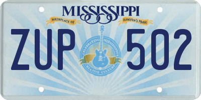 MS license plate ZUP502