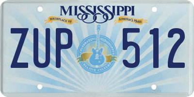 MS license plate ZUP512