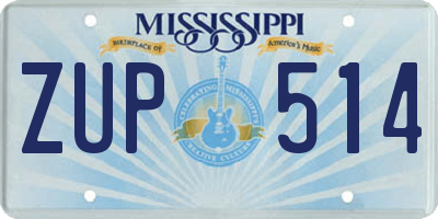 MS license plate ZUP514