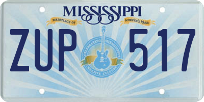 MS license plate ZUP517