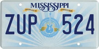 MS license plate ZUP524