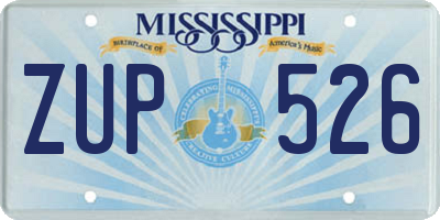 MS license plate ZUP526