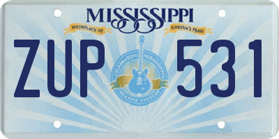 MS license plate ZUP531