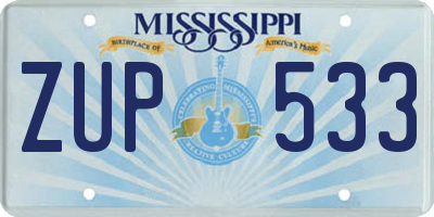 MS license plate ZUP533