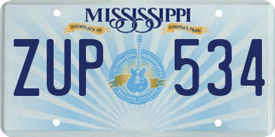 MS license plate ZUP534