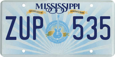MS license plate ZUP535