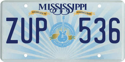 MS license plate ZUP536
