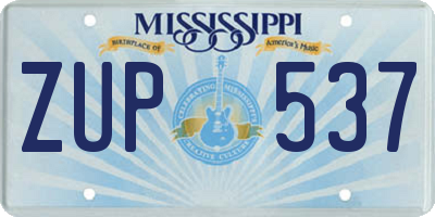 MS license plate ZUP537