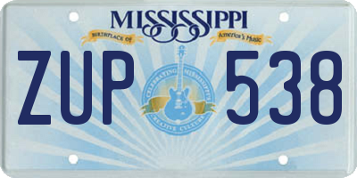MS license plate ZUP538