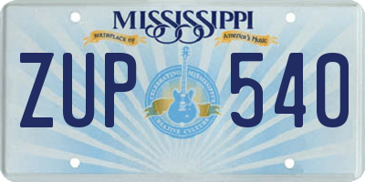 MS license plate ZUP540