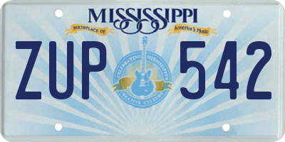 MS license plate ZUP542