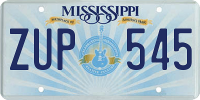 MS license plate ZUP545