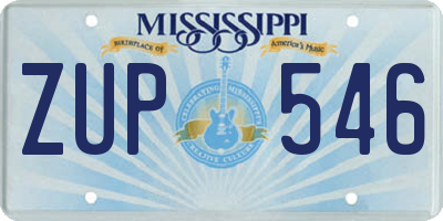 MS license plate ZUP546