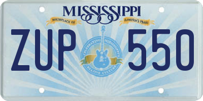 MS license plate ZUP550