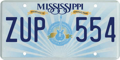 MS license plate ZUP554