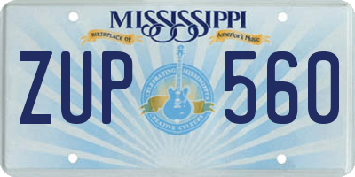 MS license plate ZUP560