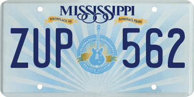 MS license plate ZUP562