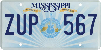 MS license plate ZUP567