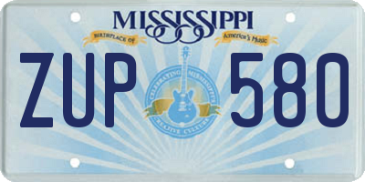 MS license plate ZUP580