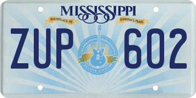 MS license plate ZUP602
