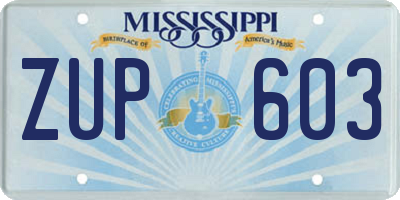 MS license plate ZUP603