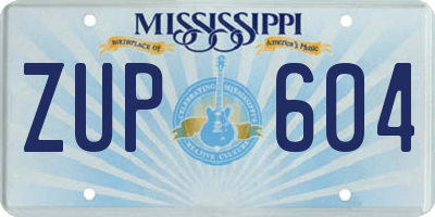 MS license plate ZUP604