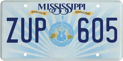 MS license plate ZUP605