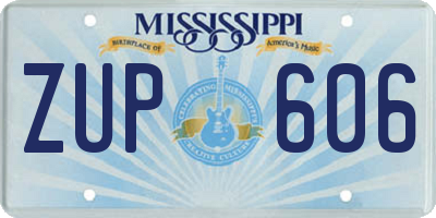 MS license plate ZUP606