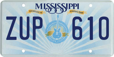 MS license plate ZUP610