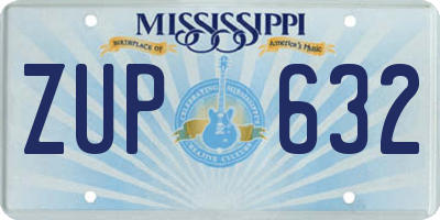MS license plate ZUP632