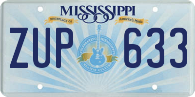 MS license plate ZUP633