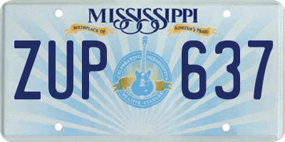 MS license plate ZUP637
