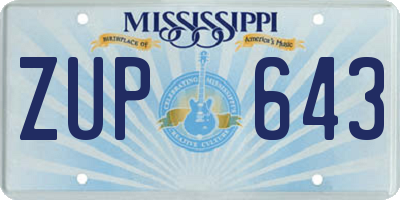 MS license plate ZUP643