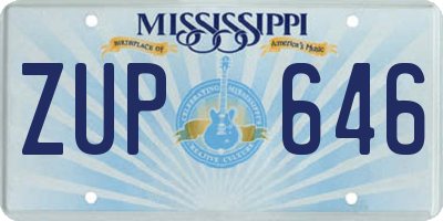 MS license plate ZUP646