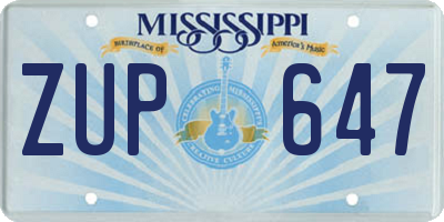 MS license plate ZUP647